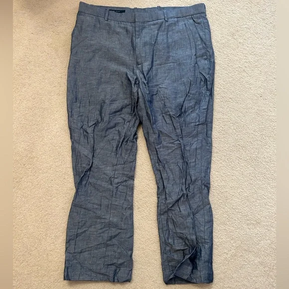 Perry Ellis | Pants | Perry Ellis Linen Cotton Blend Blueish Gray Dress  Pants Size 36x3 | Poshmark